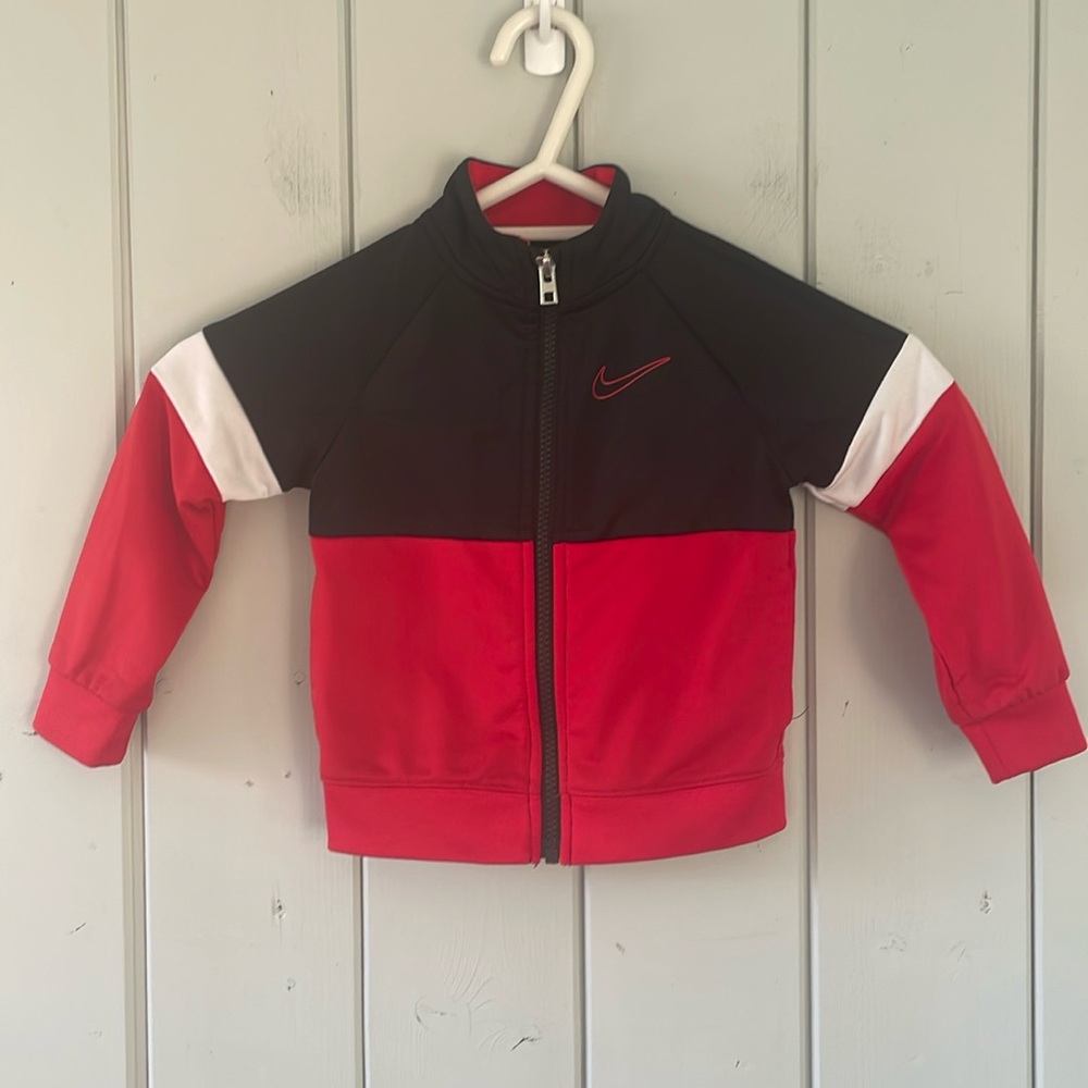 Nike Toddler Tracksuit Jacket Full Zip Colour Block Red Black White 24 months